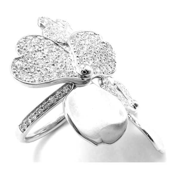 Authentic! Tiffany & Co Paper Flowers Platinum Diamond Large Ring - Picture 2 of 11